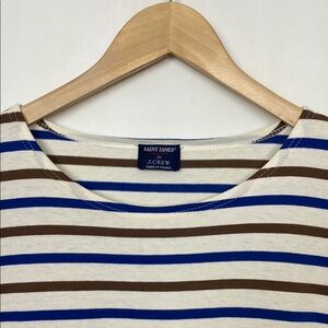 J.Crew x Saint James M Striped Tee Ivory Navy Brown Nautical Short Sleeve